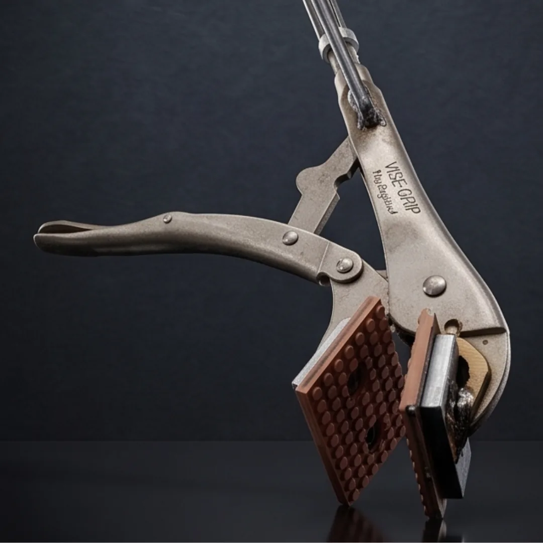 Close-up of GripLock clamping jaws and welded attachment ring