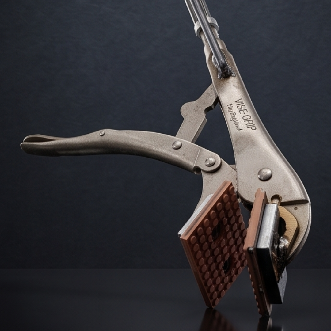 Close-up of GripLock clamping jaws and welded attachment ring